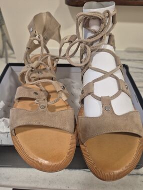 Dolce Vita Suede Lace-Up Gladiator Sandals - Taupe